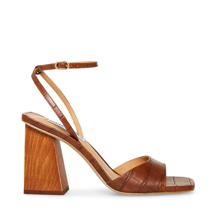 Womens Rozlyn Brown Crocodile Steve Madden Heels