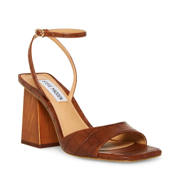 Womens Rozlyn Brown Crocodile Steve Madden Heels