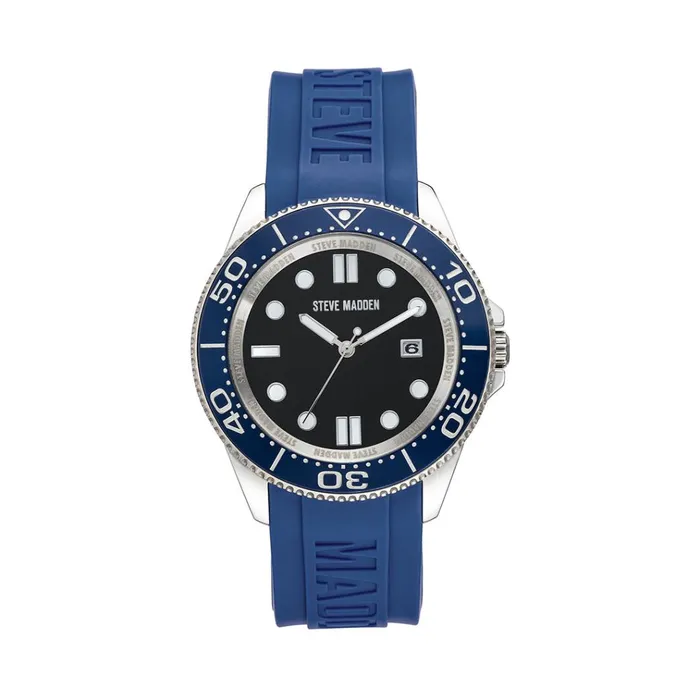 Womens Rubberized Enamel Case Watch Blue Steve Madden Watches