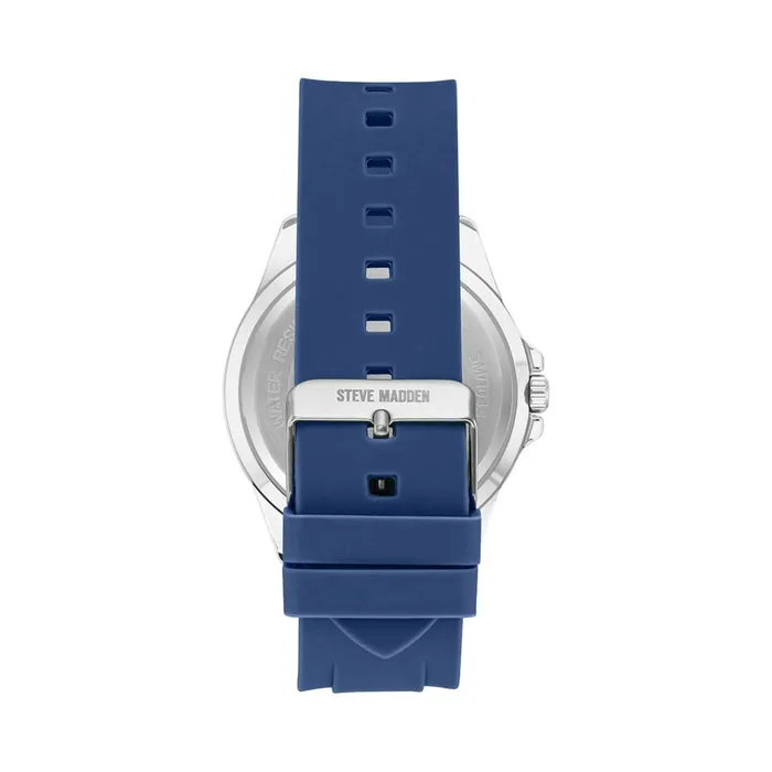 Womens Rubberized Enamel Case Watch Blue Steve Madden Watches