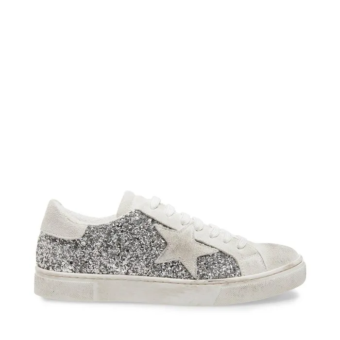 Womens Rubie Silver Glitter Steve Madden Sneakers