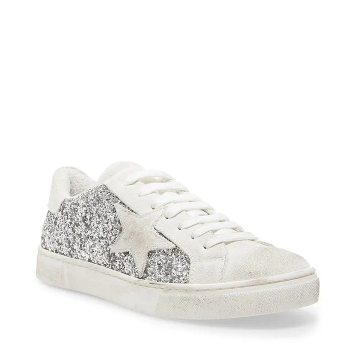 Womens Rubie Silver Glitter Steve Madden Sneakers