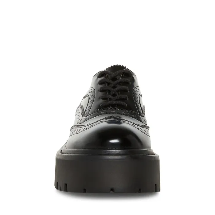 Womens Russ Black Leather Steve Madden Loafers and Flats