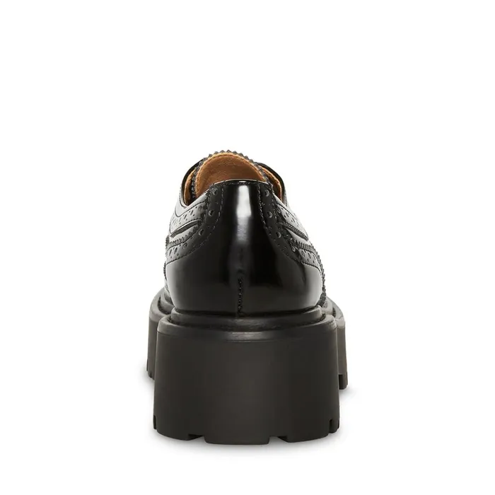 Womens Russ Black Leather Steve Madden Loafers and Flats