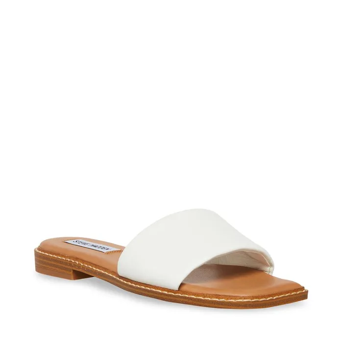 Womens Sandra White Leather Steve Madden Sandals