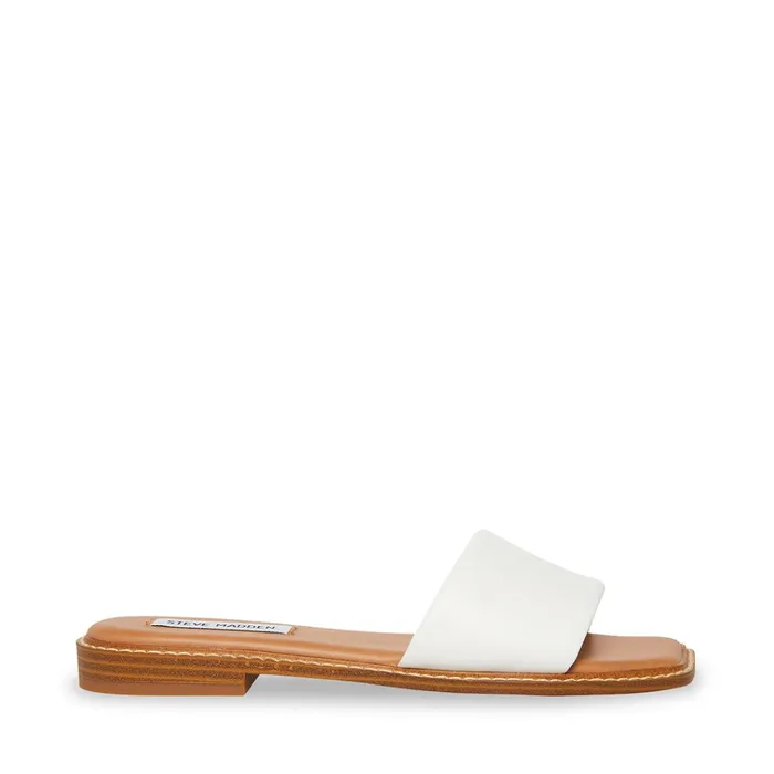 Womens Sandra White Leather Steve Madden Sandals