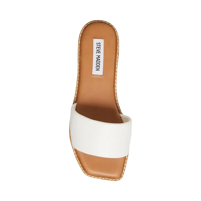 Womens Sandra White Leather Steve Madden Sandals