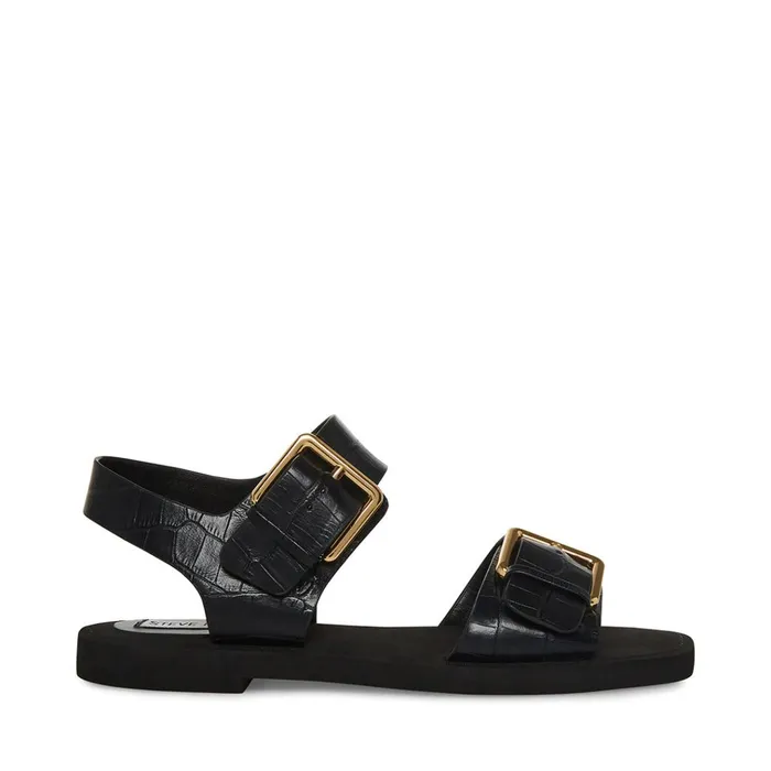 Womens Santo Black Crocodile Steve Madden Sandals
