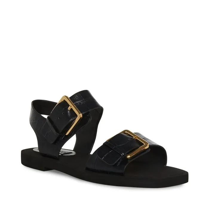 Womens Santo Black Crocodile Steve Madden Sandals
