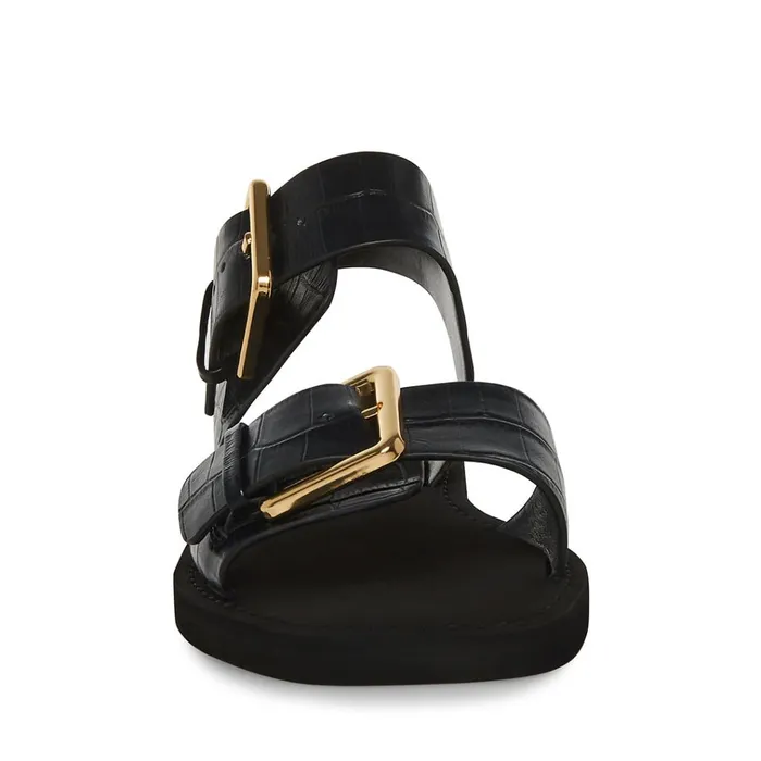 Womens Santo Black Crocodile Steve Madden Sandals