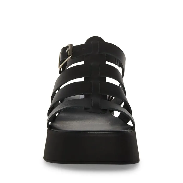 Womens Sarai Black Leather Steve Madden Sandals