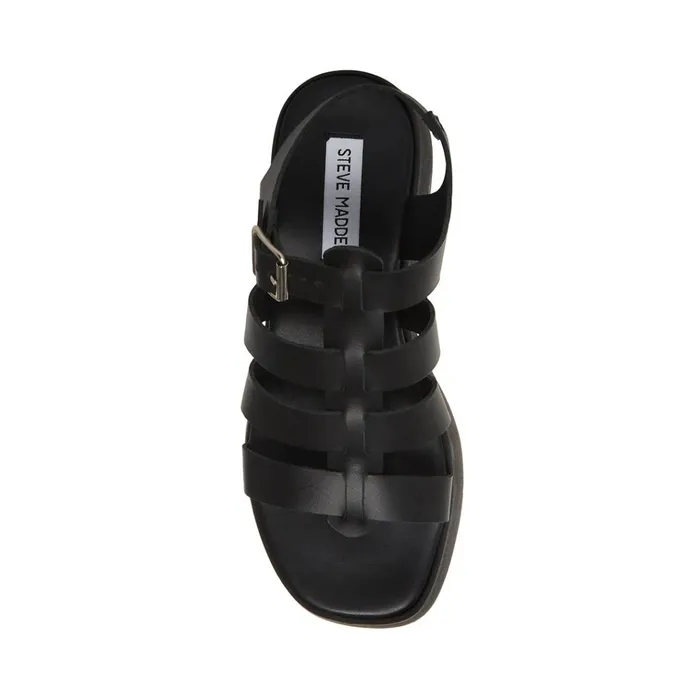 Womens Sarai Black Leather Steve Madden Sandals