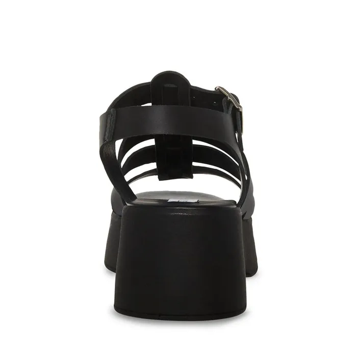 Womens Sarai Black Leather Steve Madden Sandals