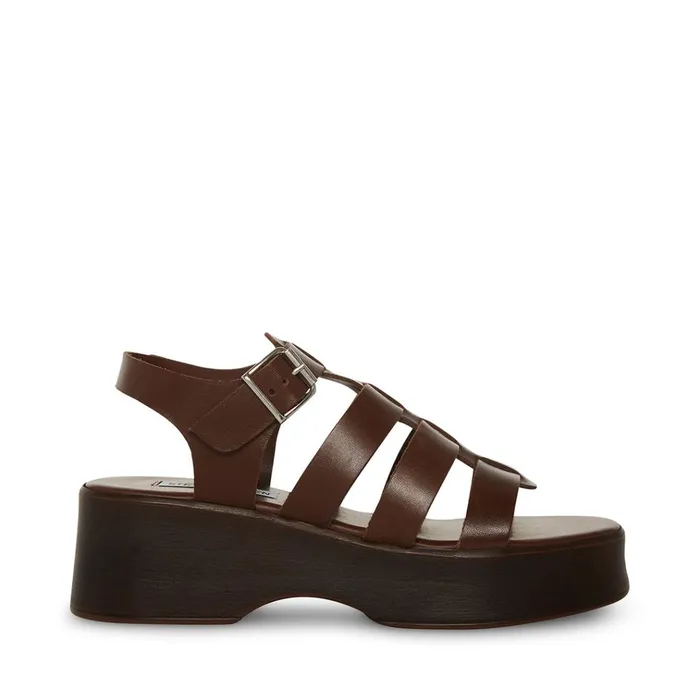 Womens Sarai Brown Leather Steve Madden Sandals