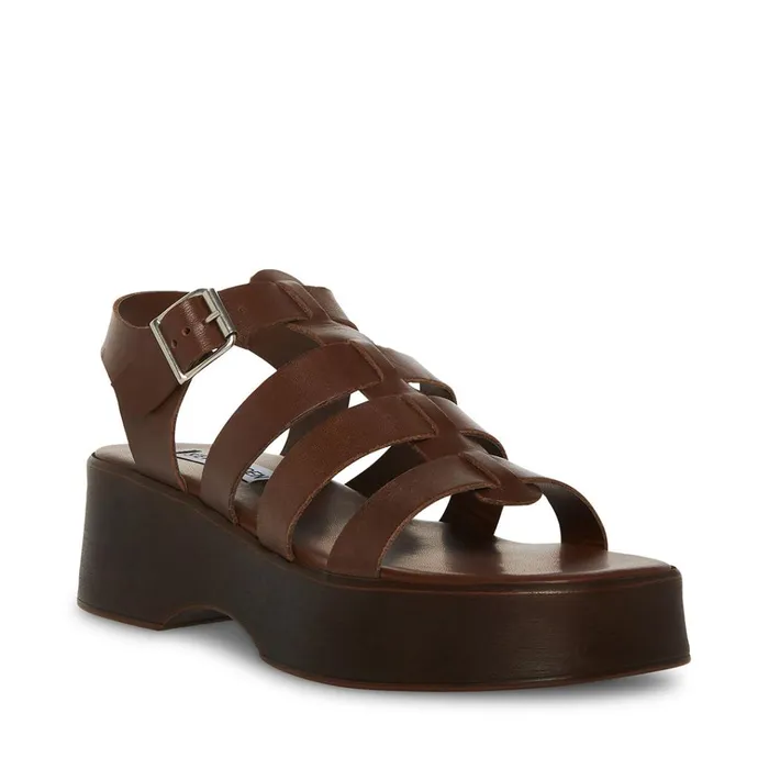 Womens Sarai Brown Leather Steve Madden Sandals