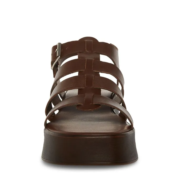 Womens Sarai Brown Leather Steve Madden Sandals