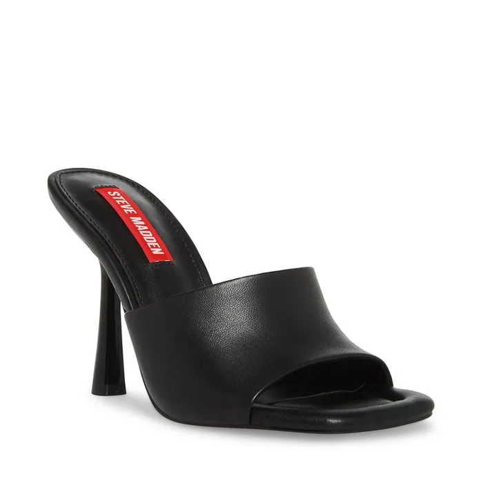 Womens Selene Black Leather Steve Madden Heels