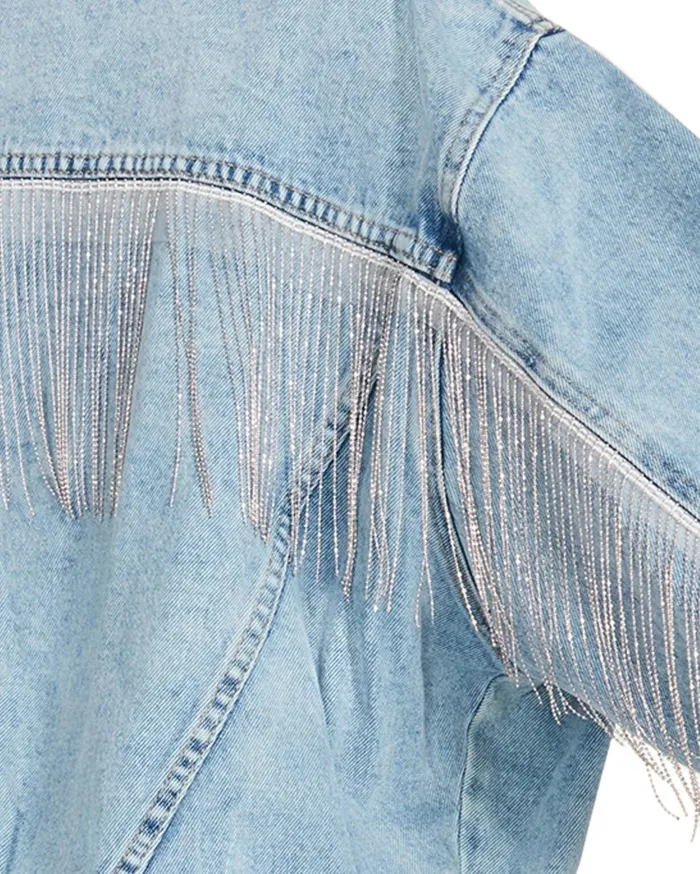 Womens Sienna Denim Jacket Rhinestones Steve Madden Jackets and Coats