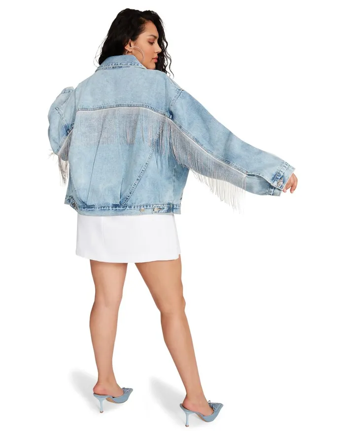 Womens Sienna Denim Jacket Rhinestones Steve Madden Jackets and Coats