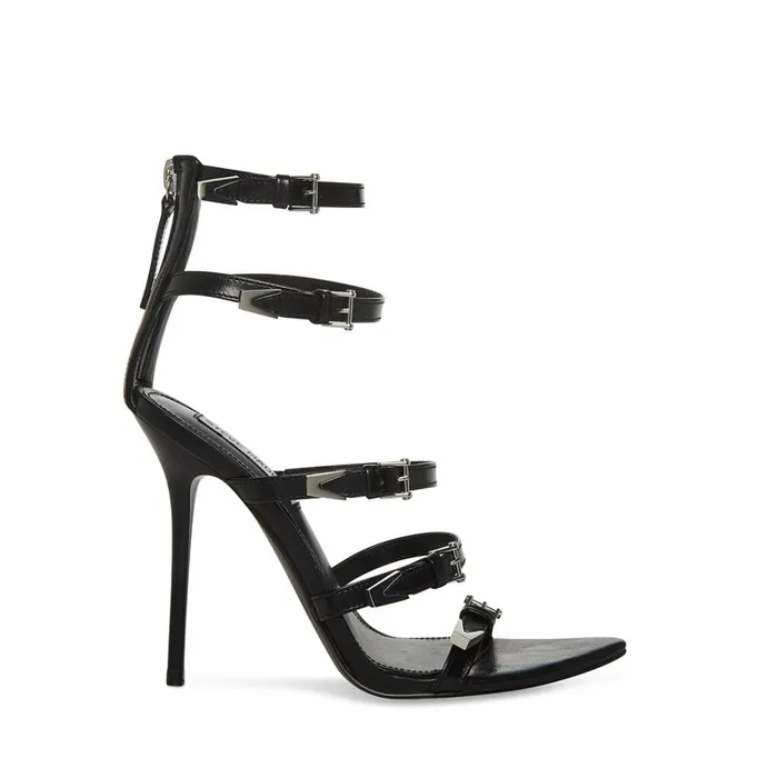 Womens Simone Black Leather Steve Madden Heels