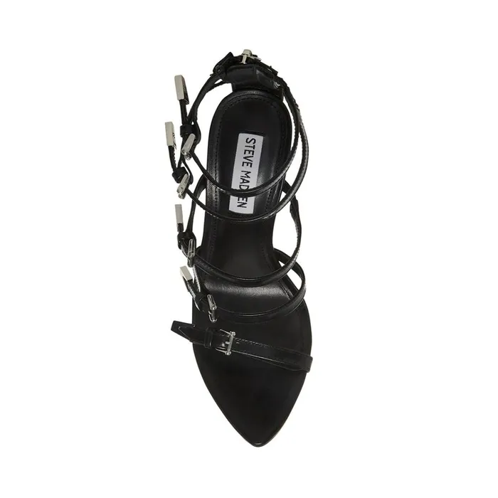 Womens Simone Black Leather Steve Madden Heels