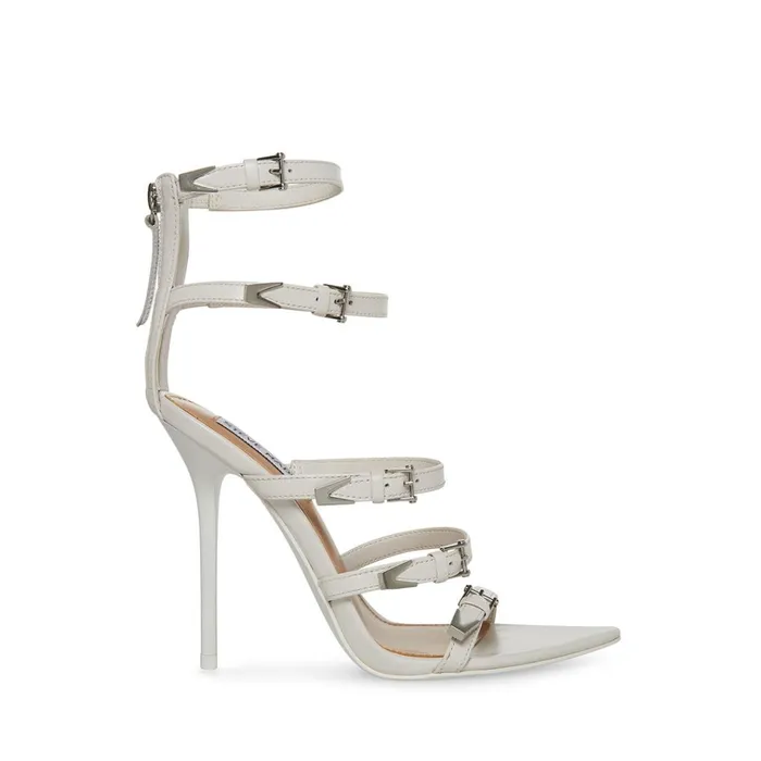 Womens Simone White Leather Steve Madden Heels