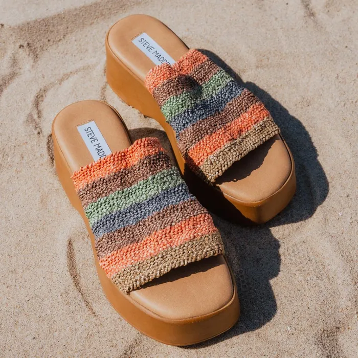Womens Slinky30 Natural Multi Steve Madden Sandals