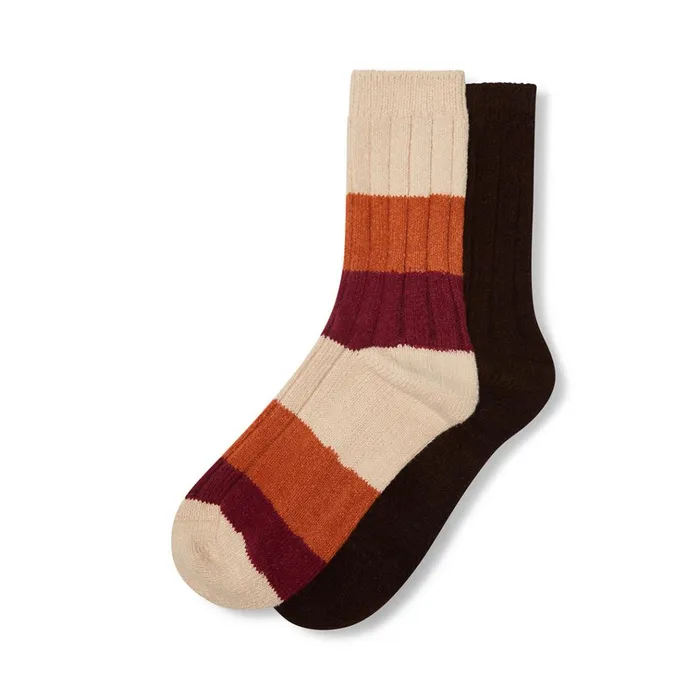 Womens Super Soft Striped Crew Tan Multi Steve Madden Socks and Tights
