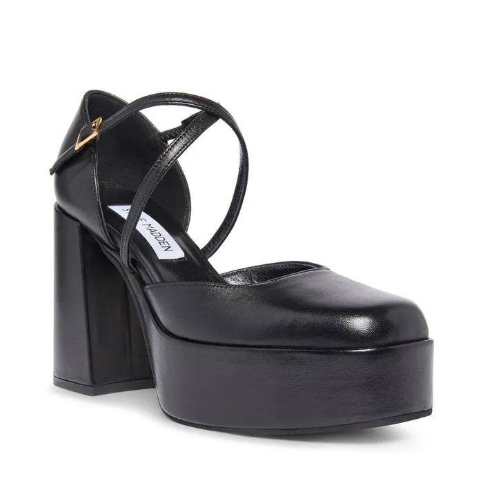 Womens Suzanna Black Leather Steve Madden Heels