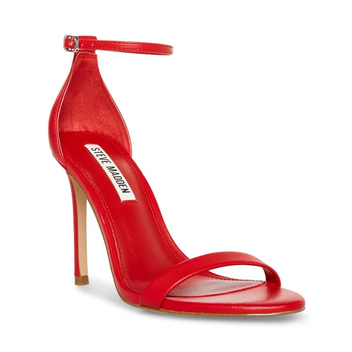 Womens Tecy Red Leather Steve Madden Heels