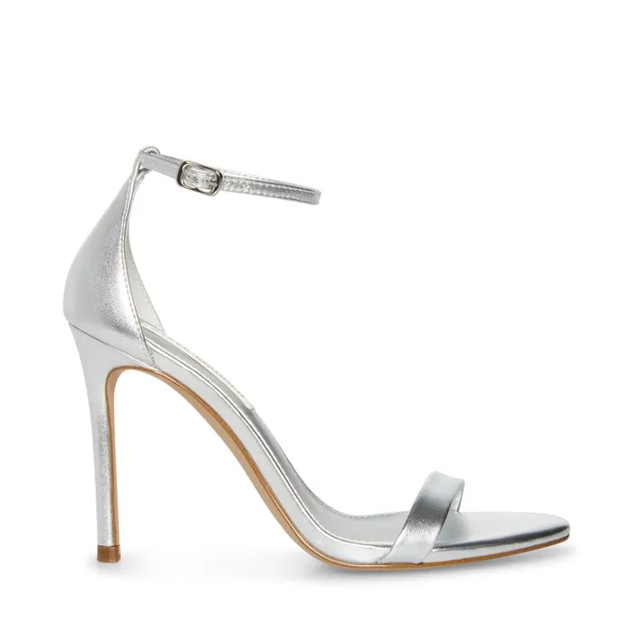 Womens Tecy Silver Leather Steve Madden Heels