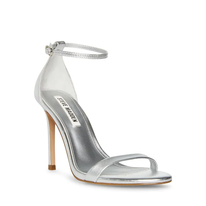 Womens Tecy Silver Leather Steve Madden Heels