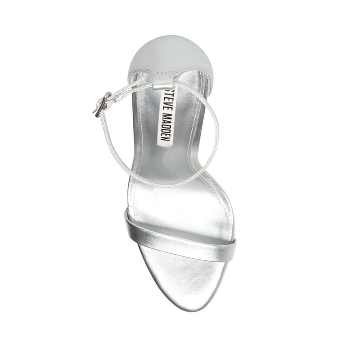 Womens Tecy Silver Leather Steve Madden Heels