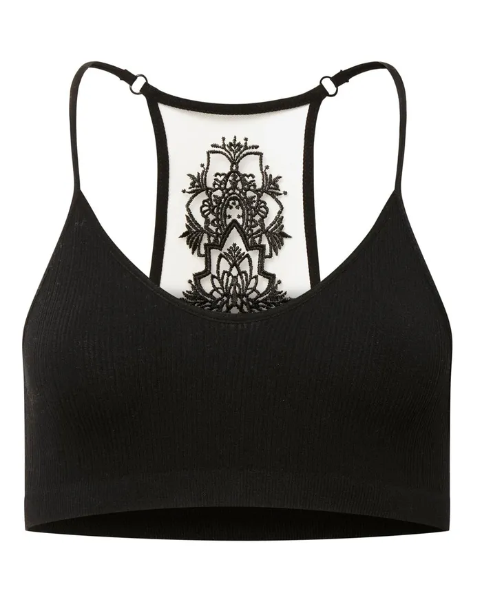 Womens The Ella Mesh Bralette Black Steve Madden Tops and Shirts