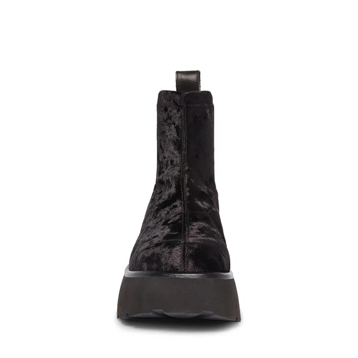 Womens Thelma Black Velvet Steve Madden Boots and Booties