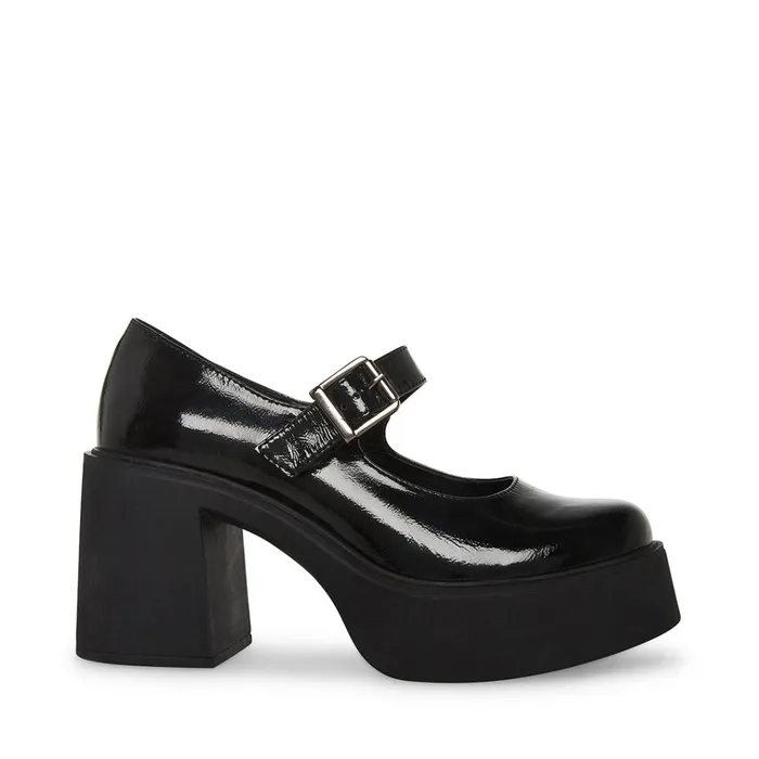 Womens Trish Black Patent Steve Madden Loafers and Flats