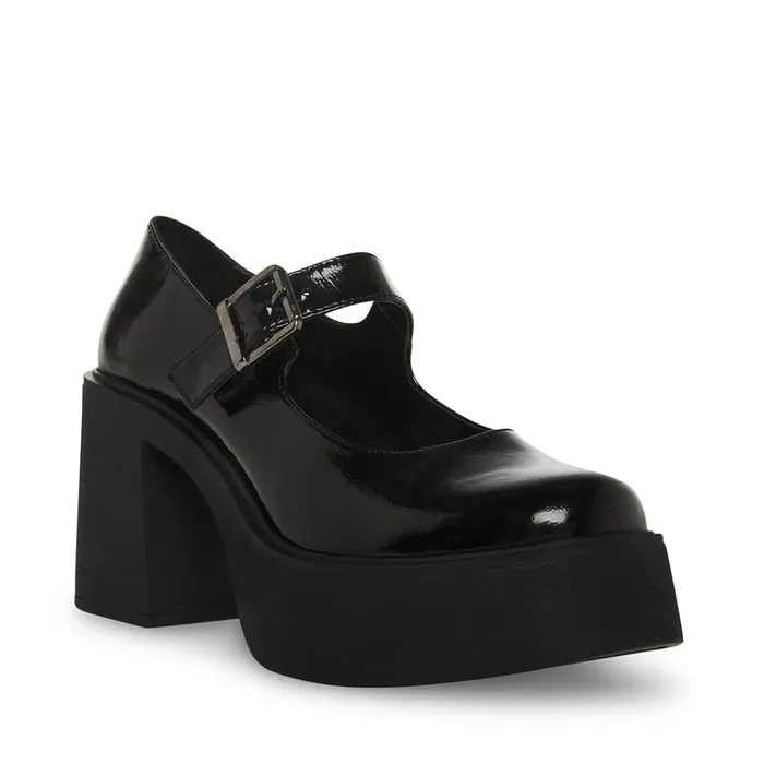 Womens Trish Black Patent Steve Madden Loafers and Flats