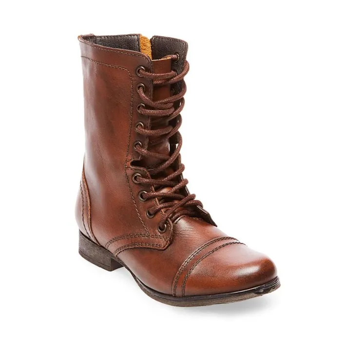 Womens Troopa Brown Leather Steve Madden Boots and Booties