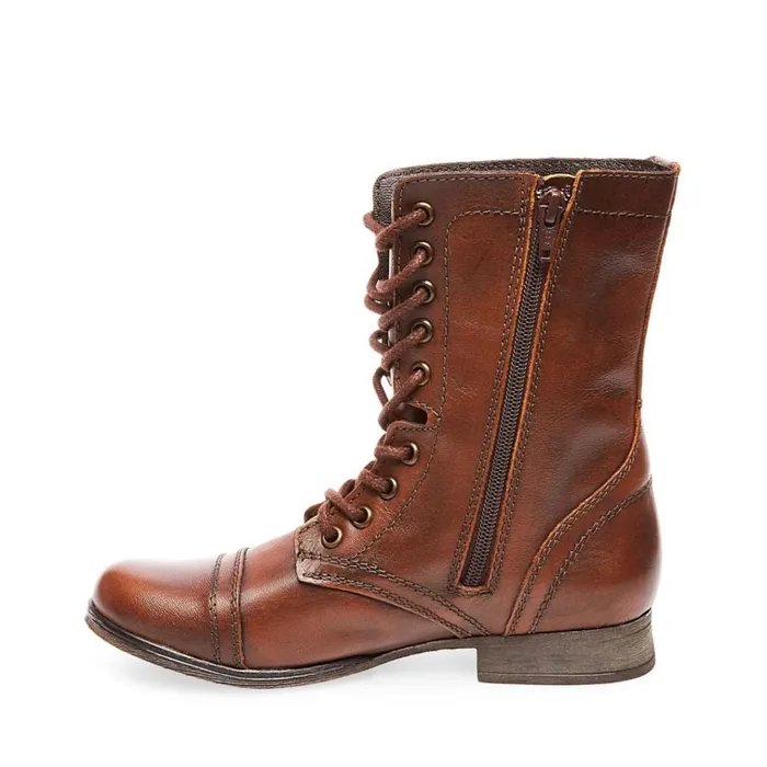 Womens Troopa Brown Leather Steve Madden Boots and Booties