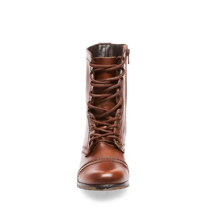 Womens Troopa Brown Leather Steve Madden Boots and Booties