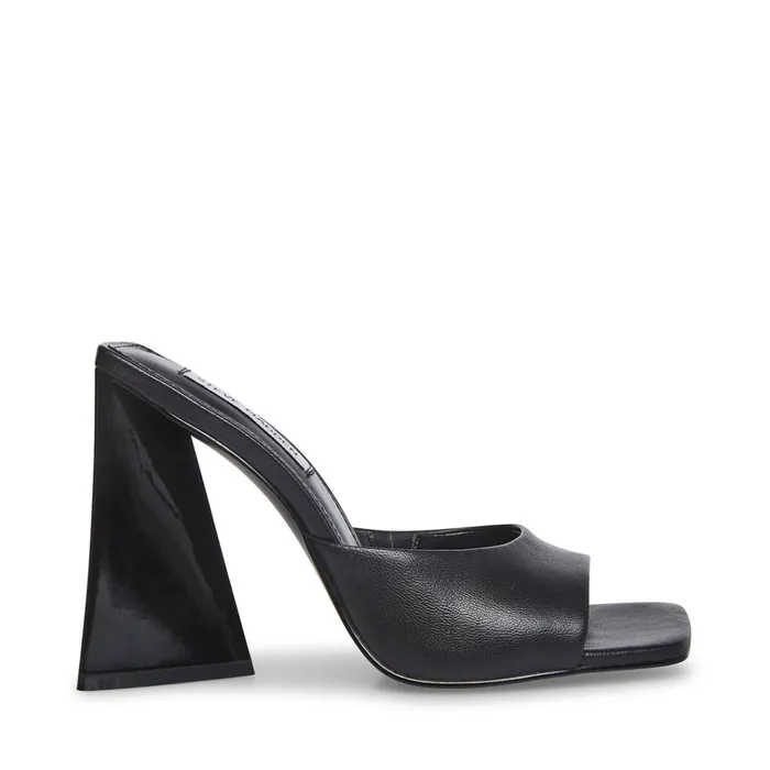 Womens Twists Black Leather Steve Madden Heels
