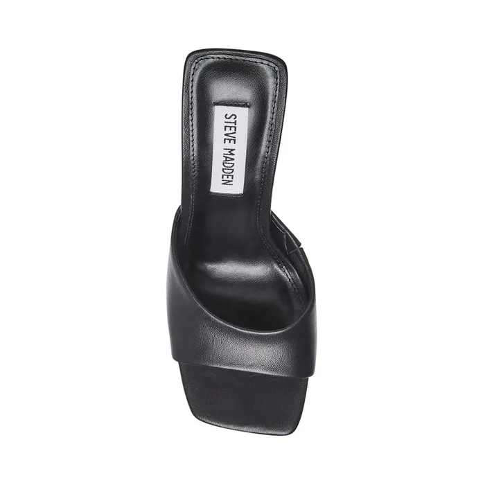 Womens Twists Black Leather Steve Madden Heels