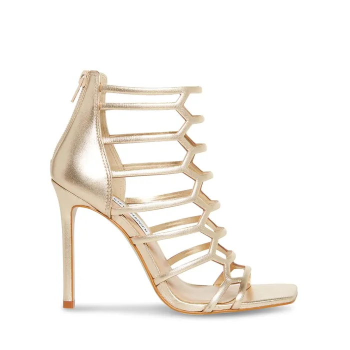 Womens Upward Gold Leather Steve Madden Heels