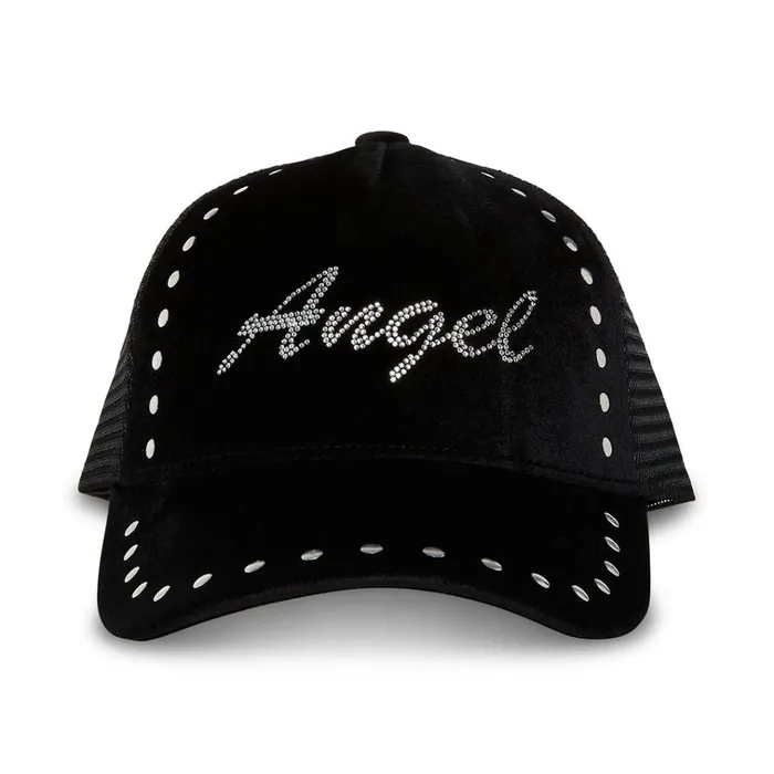 Womens Velvet Angel Trucker Hat Black Steve Madden Hats Scarves and Gloves
