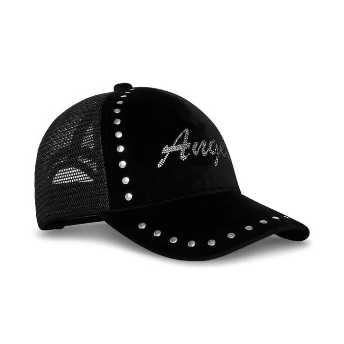 Womens Velvet Angel Trucker Hat Black Steve Madden Hats Scarves and Gloves