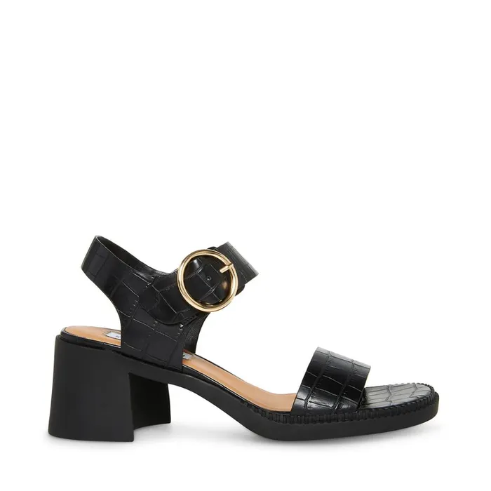 Womens Vianna Black Crocodile Steve Madden Sandals