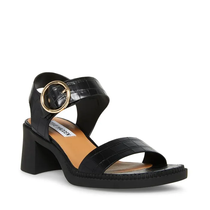 Womens Vianna Black Crocodile Steve Madden Sandals