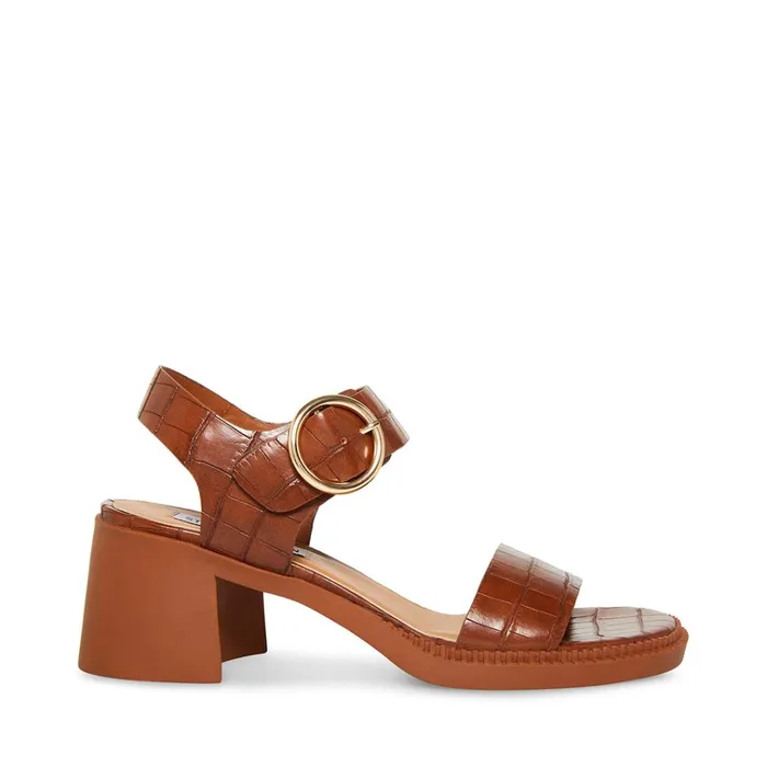 Womens Vianna Brown Crocodile Steve Madden Sandals