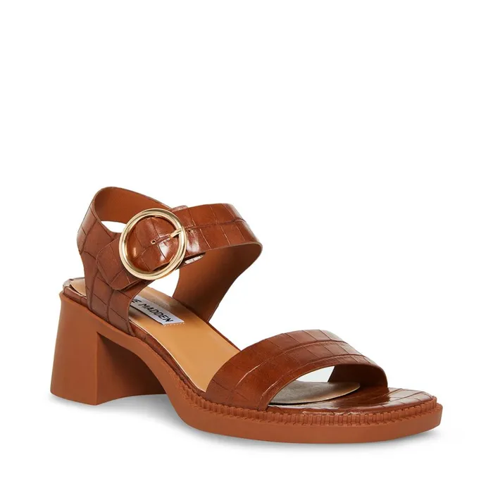 Womens Vianna Brown Crocodile Steve Madden Sandals