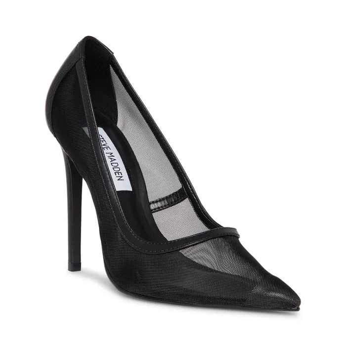 Womens Virtue Black Leather Steve Madden Heels
